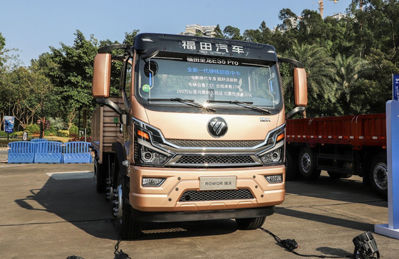 중고용 중국 화물 트럭 포튼 트럭 금색 6*2 평면 상자 18톤