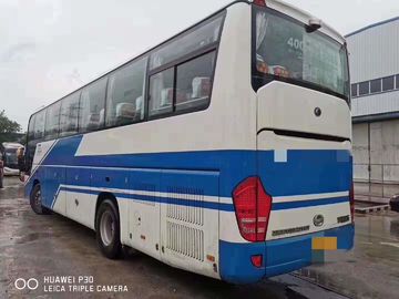 디젤 엔진 LHD Yutong에 의하여 사용되는 연안 무역선 버스 55 좌석 버스 파란 백색 2014 년 ZK6118
