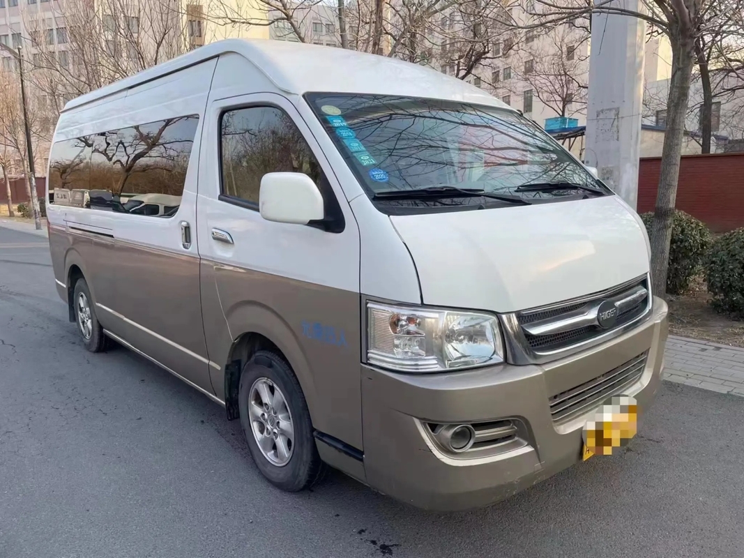 사용된 셔틀 밴 15 좌석 더 높은 미니버스 KLQ6540 외부 개식 도어 샹파뉴 색 전방 엔진