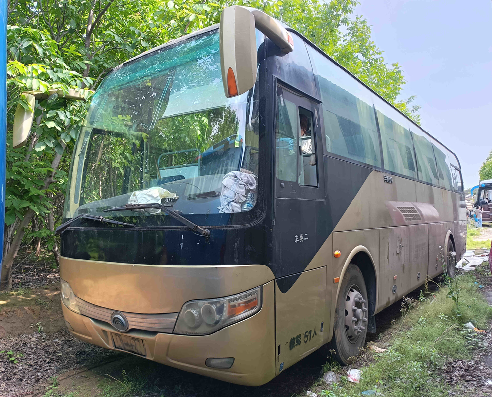 창문 유럽 3세 10.5 미터 후미 엔진 사용된 유통 버스 ZK6110을 밀봉하는 어린 협회 버스 51 자리 금빛 컬러