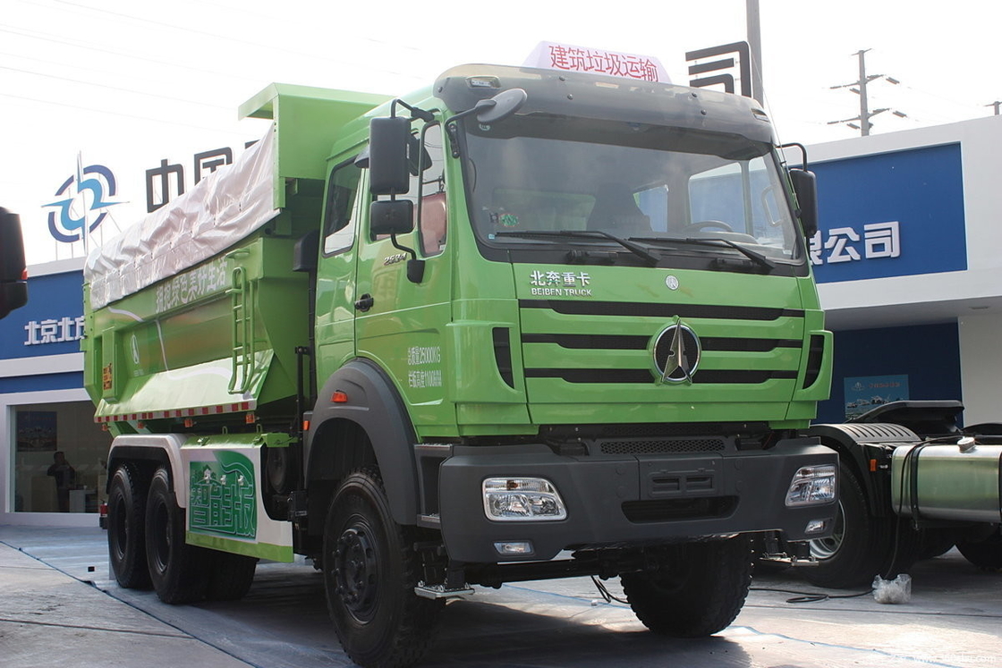 6*4 드라이브 모드 사용 된 건설 트럭 베이벤 336hp 좌측 운전 유로 4 평면 캐비