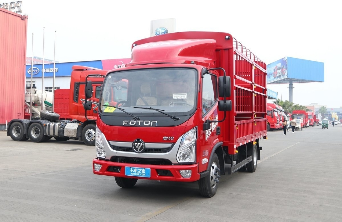 포튼 울타리 박스 151 hp 중고용 가벼운 트럭 유로 3 평면 지붕 6 타이어 왼쪽 핸드 드라이브
