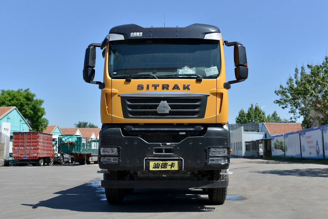 시트라크 트랙터 트럭 G7W 중량 트럭 디젤 400HP 8X4 6.8m 노란색 바디 후방 덤프 시노트럭