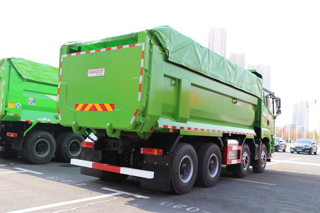 칭다오 지팡 덤프 트럭 JH6 중량 트럭 디젤 400HP 반 줄 좌석 8X4 5.8m 후방 플립 덤프 컨테이너