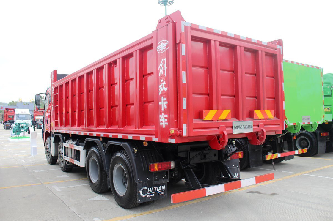 FAW Jiefang 덤프 트럭 J6M 중형 트럭 디젤 350hp 평면 상단 단일 행 좌석 8X4 6.5m 후면 플립 화물 상자