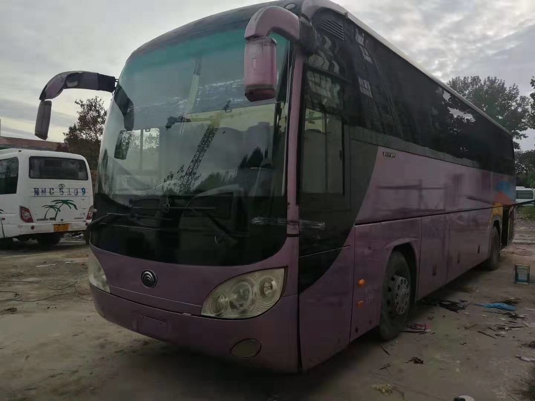 왼손 조타는 55 Seater 버스를 2011 가죽 좌석을 가진 년 6120HY19 자주색 사용했습니다